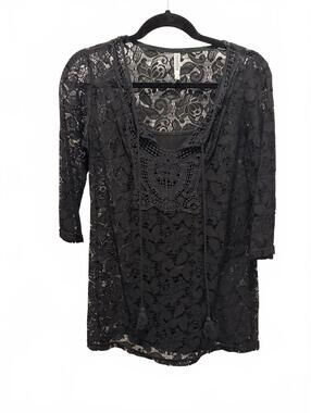 Monoreno black lace tunic, women's size S